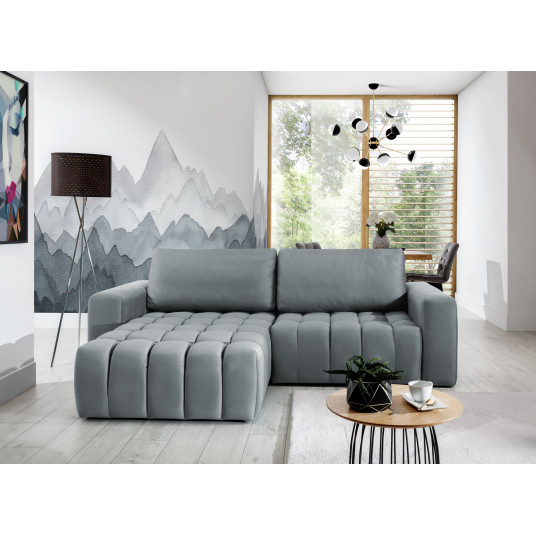 Kampinė sofa Bonett su patalynės dėže, audinys Solar 70