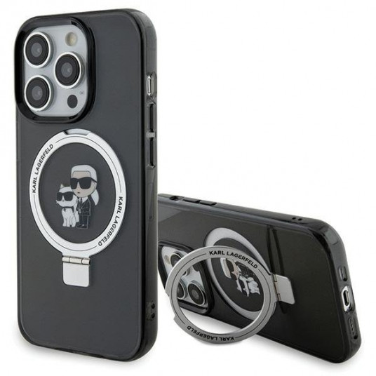 Karl Lagerfeld Ring Stand Karl&Choupettte MagSafe Back Case for Apple iPhone 15 Pro