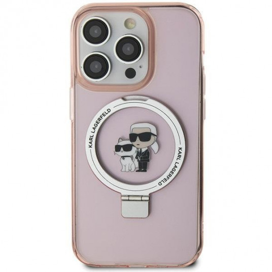  Karl Lagerfeld Ring Stand Karl&Choupettte MagSafe Back Case for Apple iPhone 15 