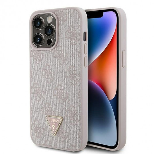Guess Leather 4G Diamond Triangle Back Case for Apple iPhone 15 Pro Max