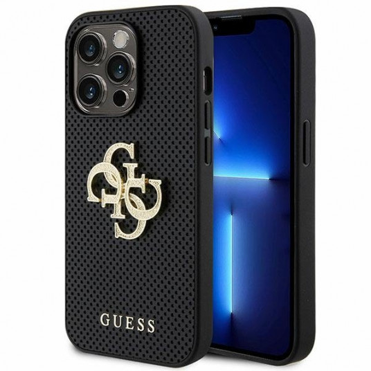 Guess Leather Perforated 4G Glitter Logo Back Case for Apple iPhone 15 Pro