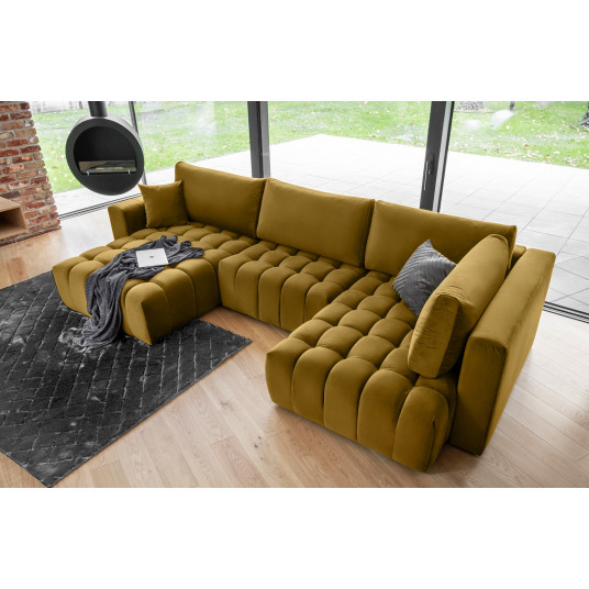 Kampinė sofa Bonito su patalynės dėže, audinys Loco 45