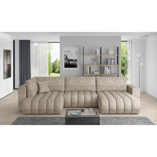 Kampinė sofa Bonito su patalynės dėže, audinys Leve 18