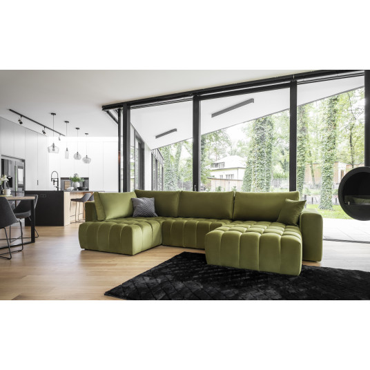 Kampinė sofa Bonito su patalynės dėže, audinys Loco 33