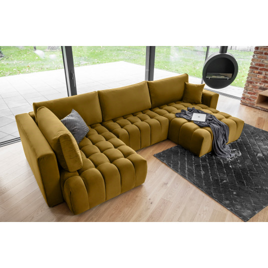 Kampinė sofa Bonito su patalynės dėže, audinys Loco 45