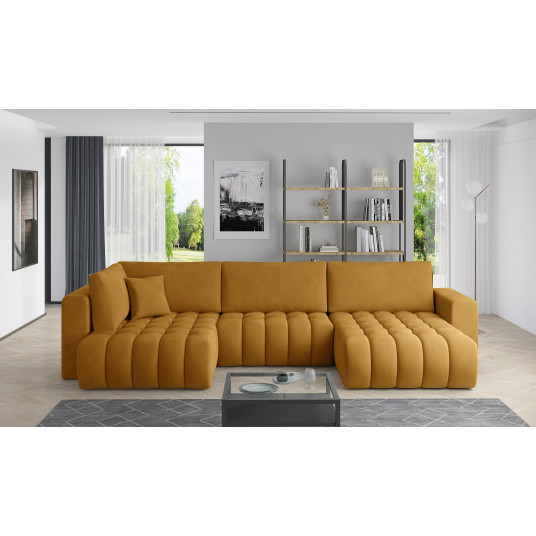 Kampinė sofa Bonito su patalynės dėže, audinys Nube 45