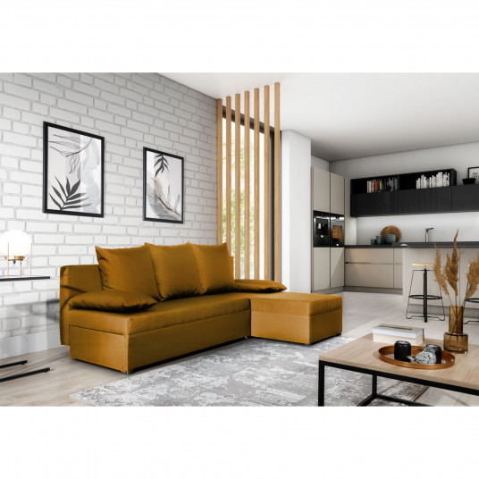 Kampinė sofa Gino su patalynės dėže, audinys Nube 45