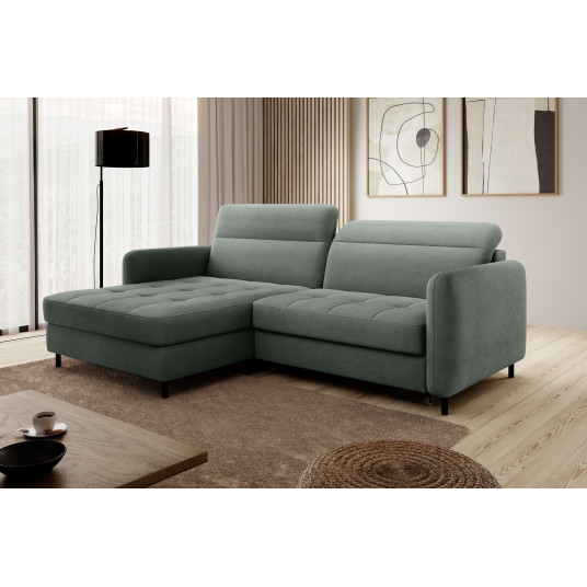 Kampinė sofa Gomsi su patalynės dėže, audinys Touch 100