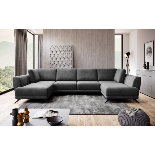 Kampinė sofa Larco su patalynės dėže, audinys Loco 06