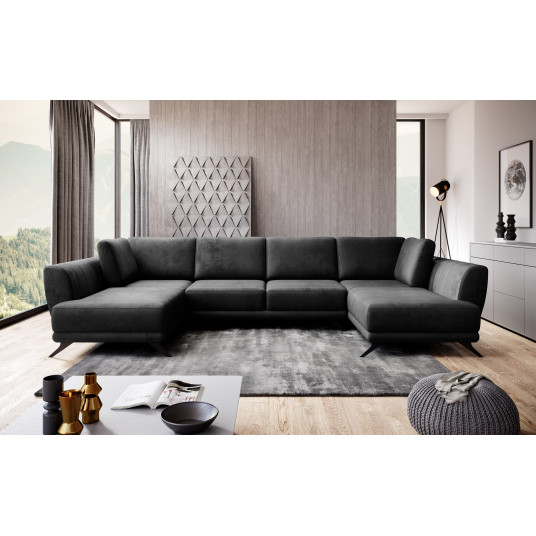 Kampinė sofa Larco su patalynės dėže, audinys Nube 6