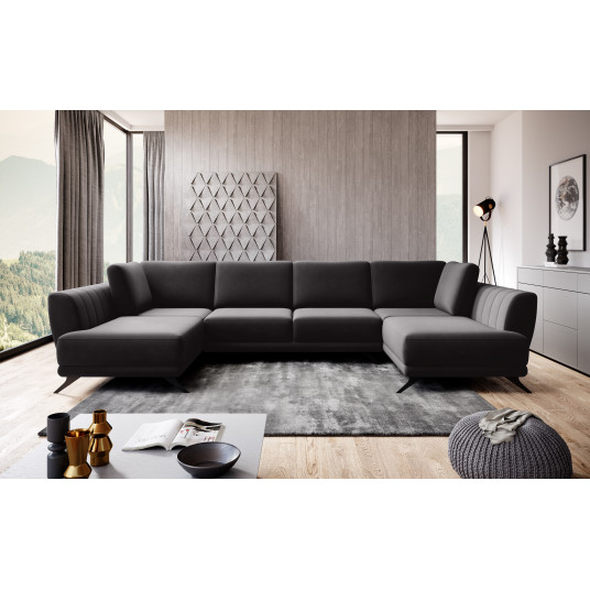 Kampinė sofa Larco su patalynės dėže, audinys Velvetmat 10