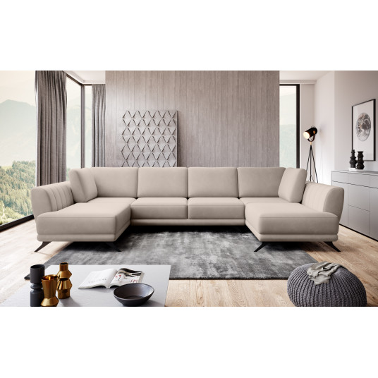  Kampinė sofa Larco su patalynės dėže, audinys Sola 18 