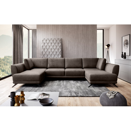 Kampinė sofa Larco su patalynės dėže, audinys Nube 22