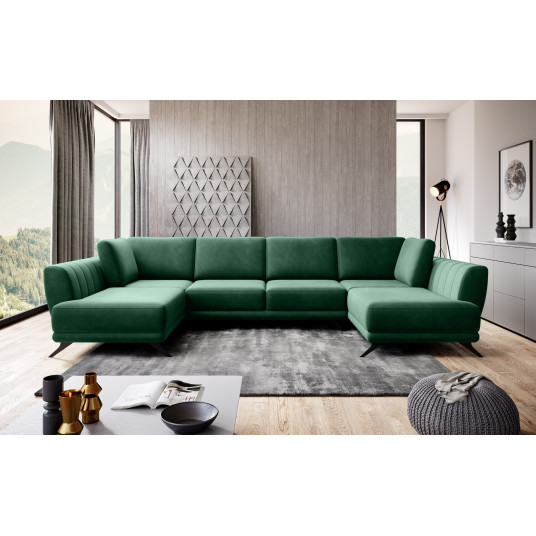 Kampinė sofa Larco su patalynės dėže, audinys Lukso 35