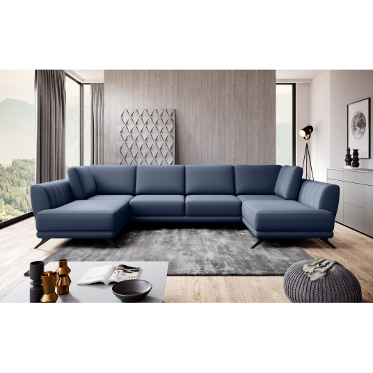 Kampinė sofa Larco su patalynės dėže, audinys Gojo 40
