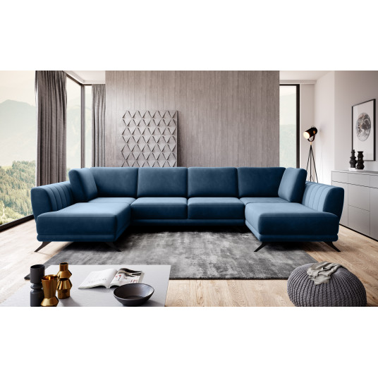 Kampinė sofa Larco su patalynės dėže, audinys Lukso 40