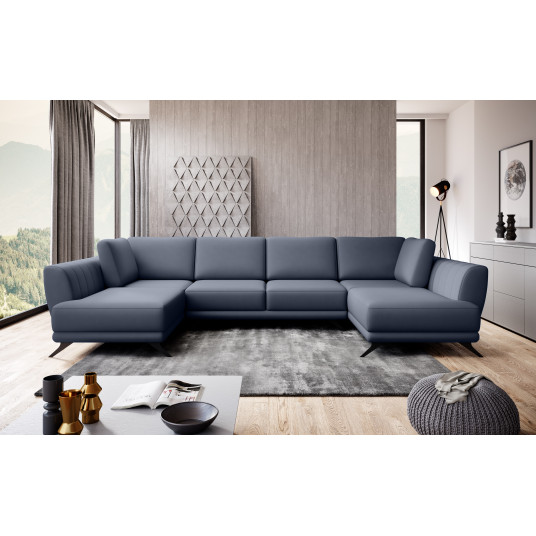 Kampinė sofa Larco su patalynės dėže, audinys Poco 40