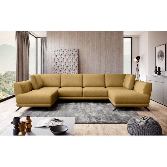 Kampinė sofa Larco su patalynės dėže, audinys Nube 45