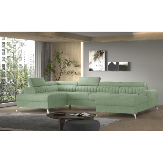 Kampinė sofa Lacante su patalynės dėže, audinys Poco 100