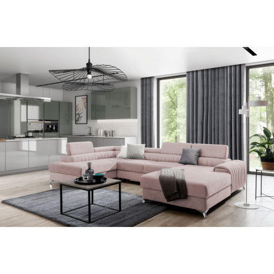 Kampinė sofa Lacante su patalynės dėže, audinys Gojo 101