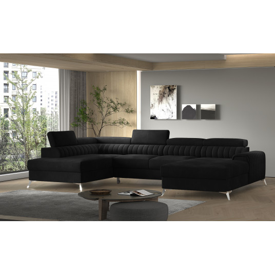 Kampinė sofa Lacante su patalynės dėže, audinys Loco 10