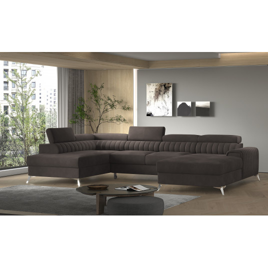 Kampinė sofa Lacante su patalynės dėže, audinys Rekta 22