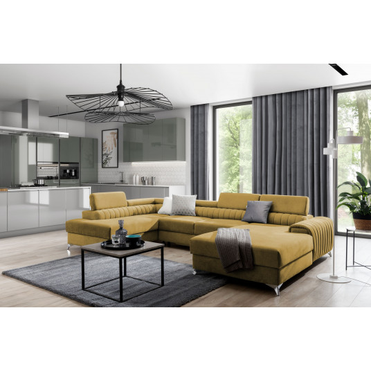  Kampinė sofa Lacante su patalynės dėže, audinys Gojo 45 