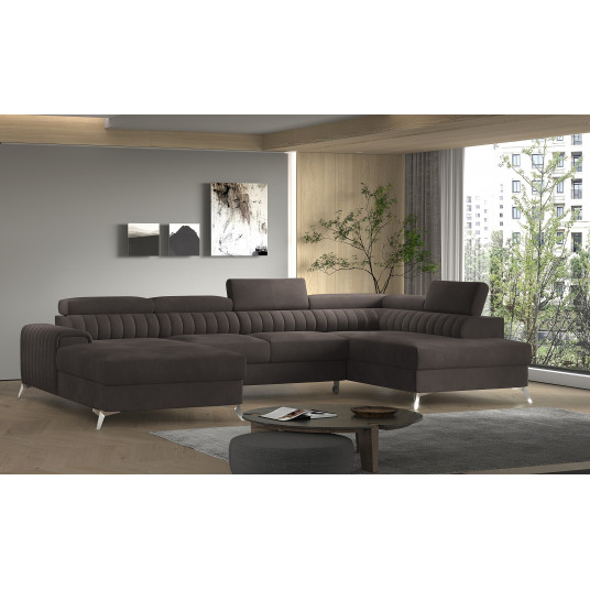 Kampinė sofa Lacante su patalynės dėže, audinys Rekta 22
