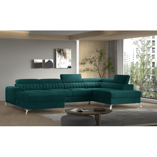 Kampinė sofa Lacante su patalynės dėže, audinys Velvetmat 38