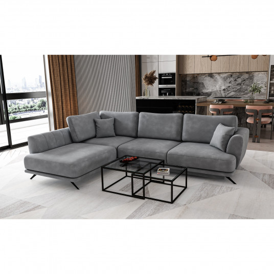 Kampinė sofa Larde su patalynės dėže, audinys Nube 3