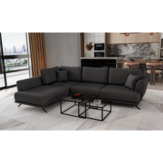 Kampinė sofa Larde su patalynės dėže, audinys Vero 5