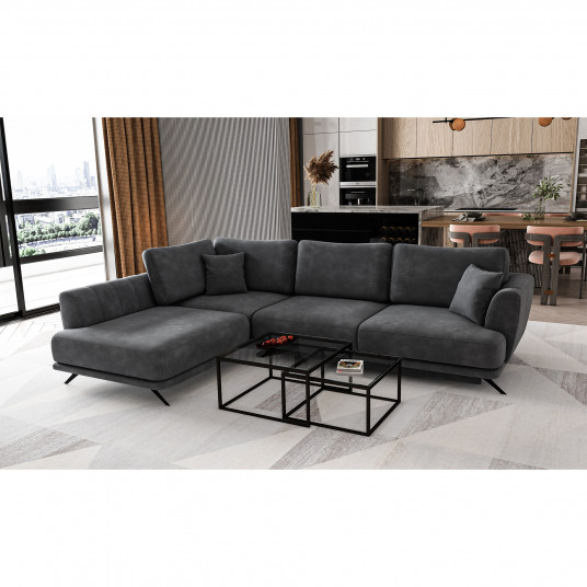 Kampinė sofa Larde su patalynės dėže, audinys Nube 6