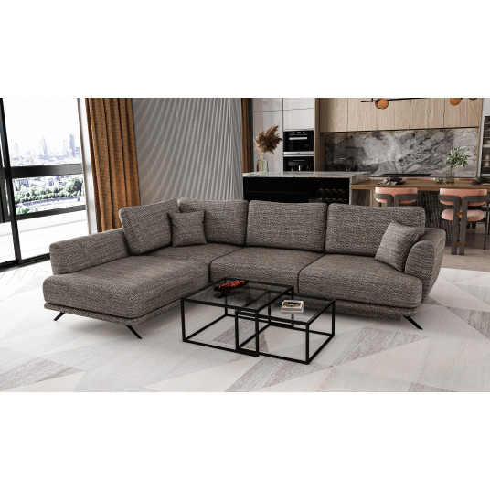 Kampinė sofa Larde su patalynės dėže, audinys Marte 130