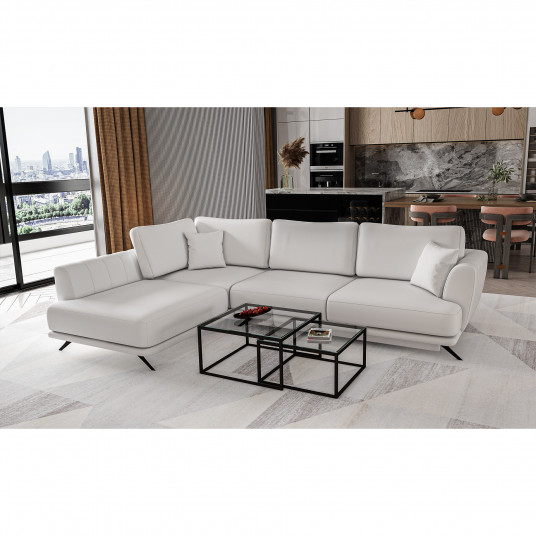 Kampinė sofa Larde su patalynės dėže, audinys Softis 17