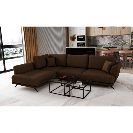  Kampinė sofa Larde su patalynės dėže, audinys Flores 21 