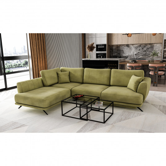 Kampinė sofa Larde su patalynės dėže, audinys Loco 33