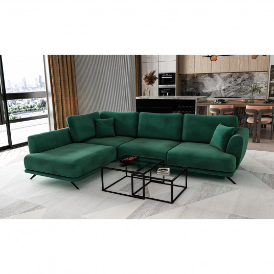 Kampinė sofa Larde su patalynės dėže, audinys Loco 35