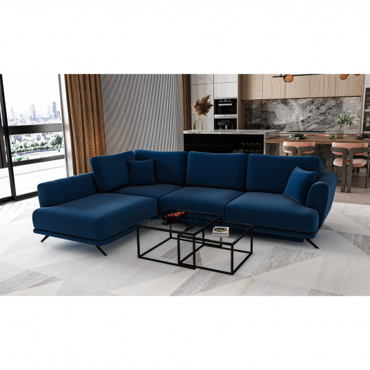 Kampinė sofa Larde su patalynės dėže, audinys Lukso 40