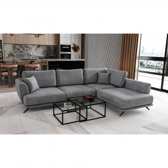 Kampinė sofa Larde su patalynės dėže, audinys Nube 3