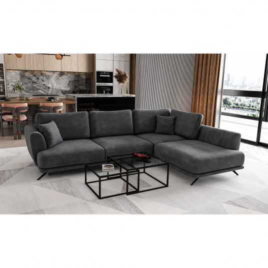 Kampinė sofa Larde su patalynės dėže, audinys Nube 6