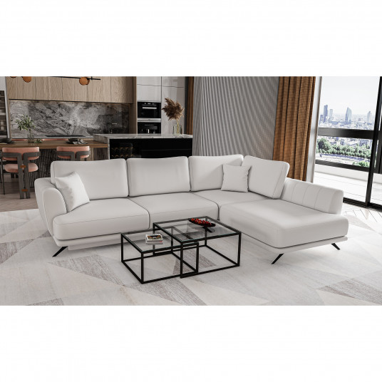 Kampinė sofa Larde su patalynės dėže, audinys Softis 17