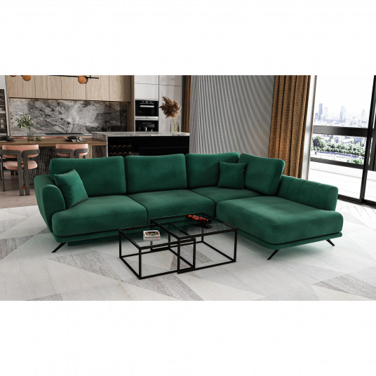 Kampinė sofa Larde su patalynės dėže, audinys Loco 35