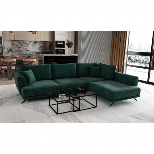 Kampinė sofa Larde su patalynės dėže, audinys Nube 35