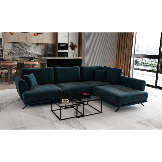 Kampinė sofa Larde su patalynės dėže, audinys Nube 40