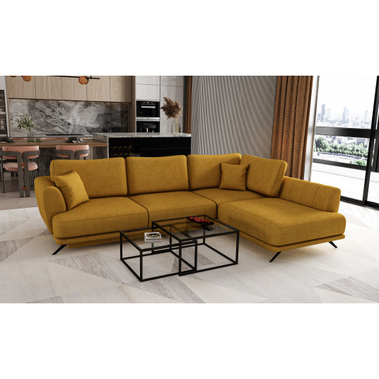 Kampinė sofa Larde su patalynės dėže, audinys Gojo 45