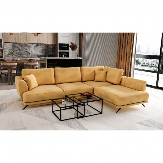 Kampinė sofa Larde su patalynės dėže, audinys Loco 45