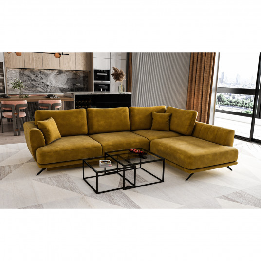Kampinė sofa Larde su patalynės dėže, audinys Nube 45