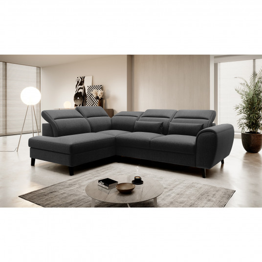 Kampinė sofa Noble su patalynės dėže, audinys Flores 10