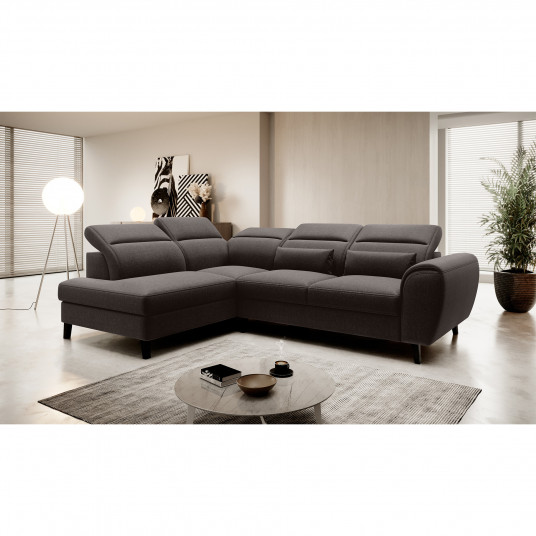 Kampinė sofa Noble su patalynės dėže, audinys Flores 22
