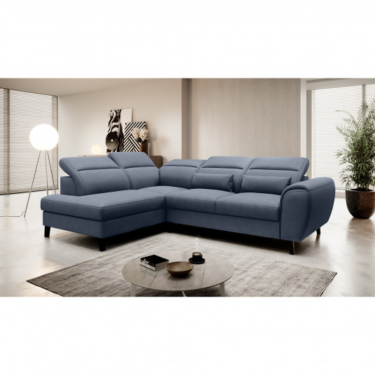 Kampinė sofa Noble su patalynės dėže, audinys Poco 40